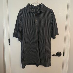 Walter Hagen Navy Blue Striped Polo Shirt Size Large